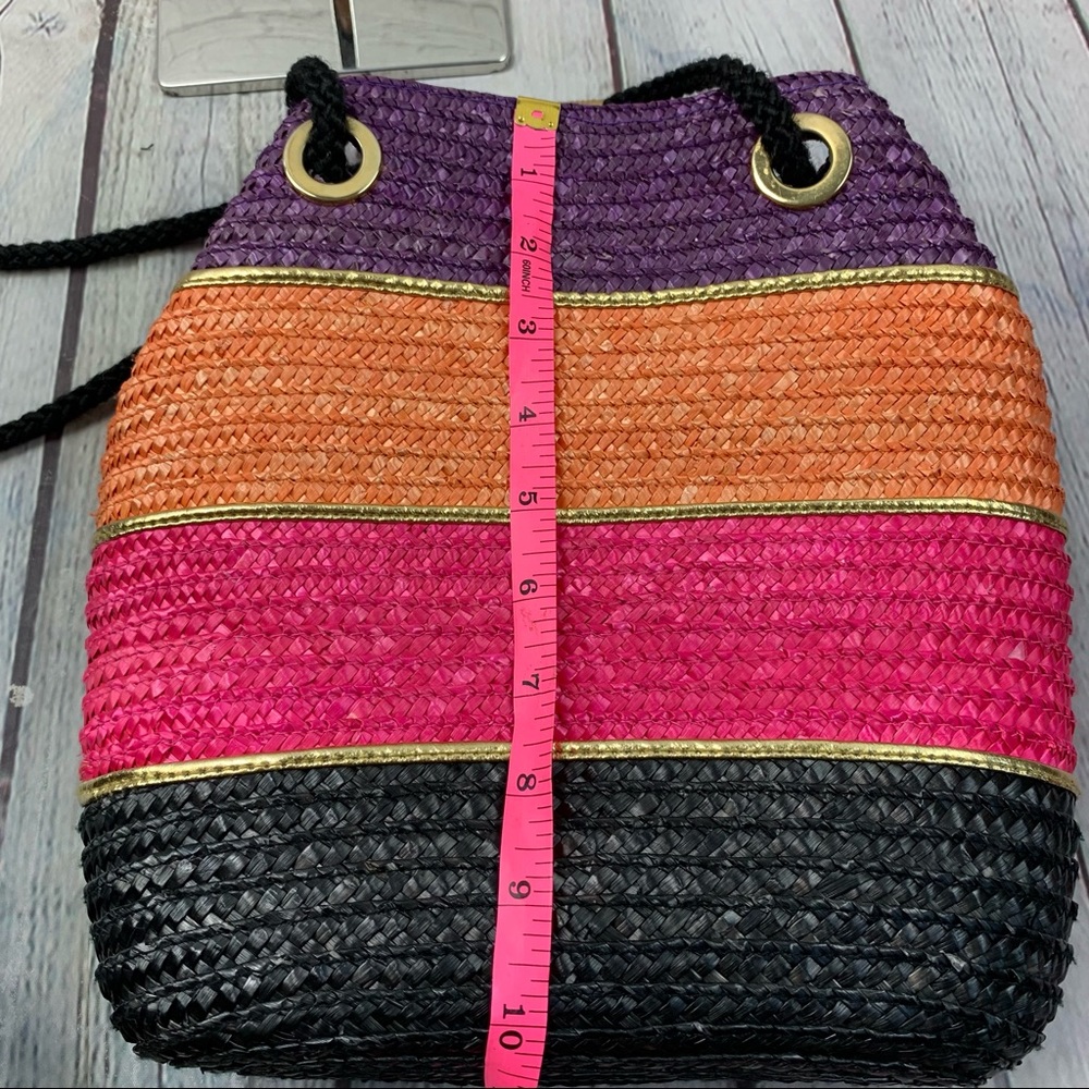 Vintage Chic Multicolor Straw Handbag Shoulder Bag - Picture 3 of 8
